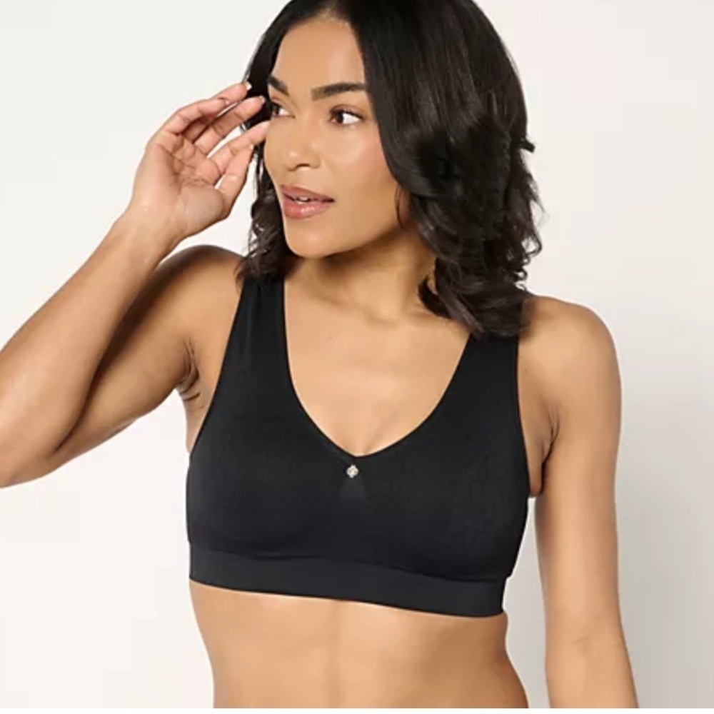 Breezies Comfort Stretch Unlined Wirefree Black Bra Sz 2X